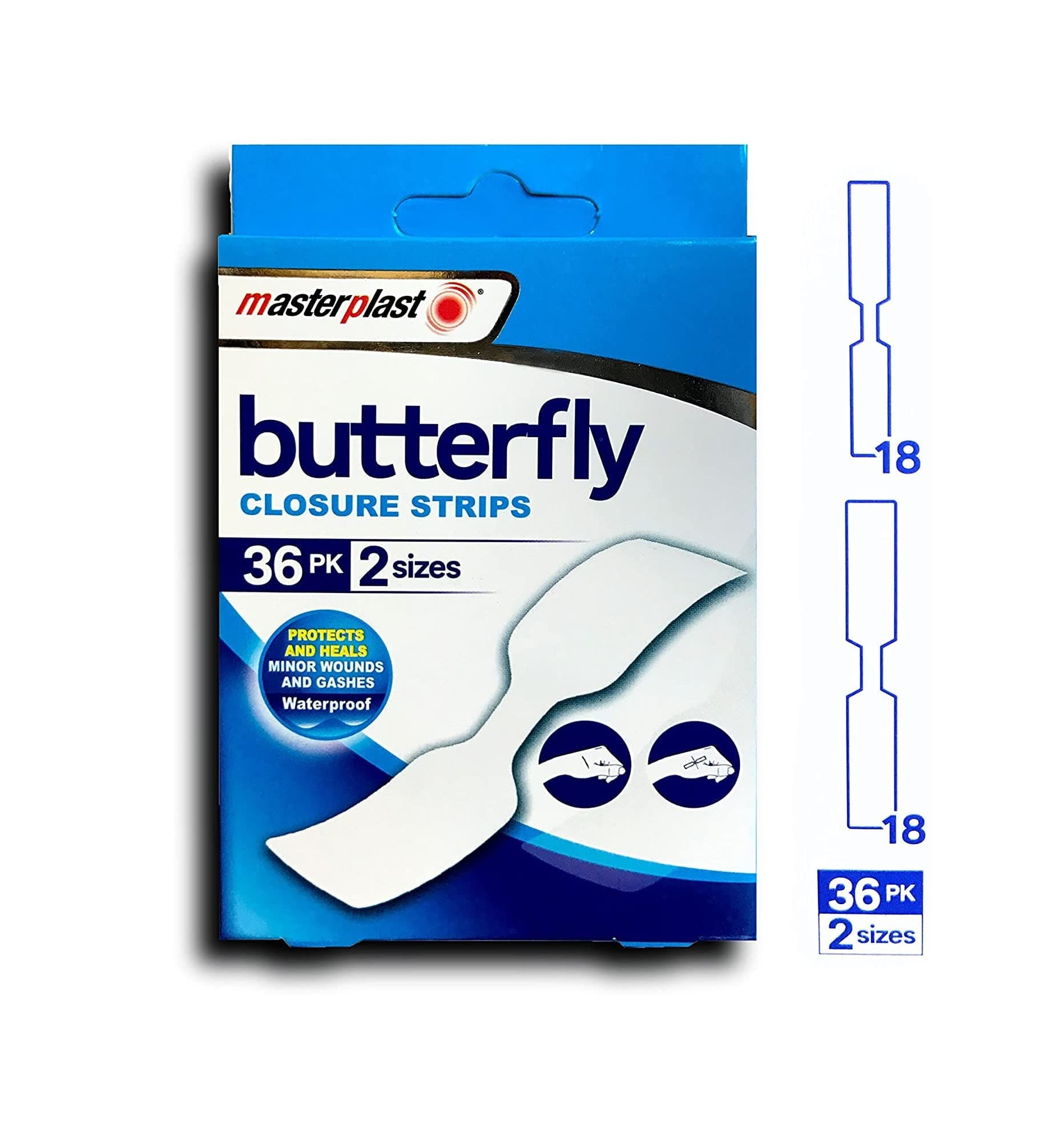 Masterplast Butterfly Quick Closure Strips Pack Of 36, White