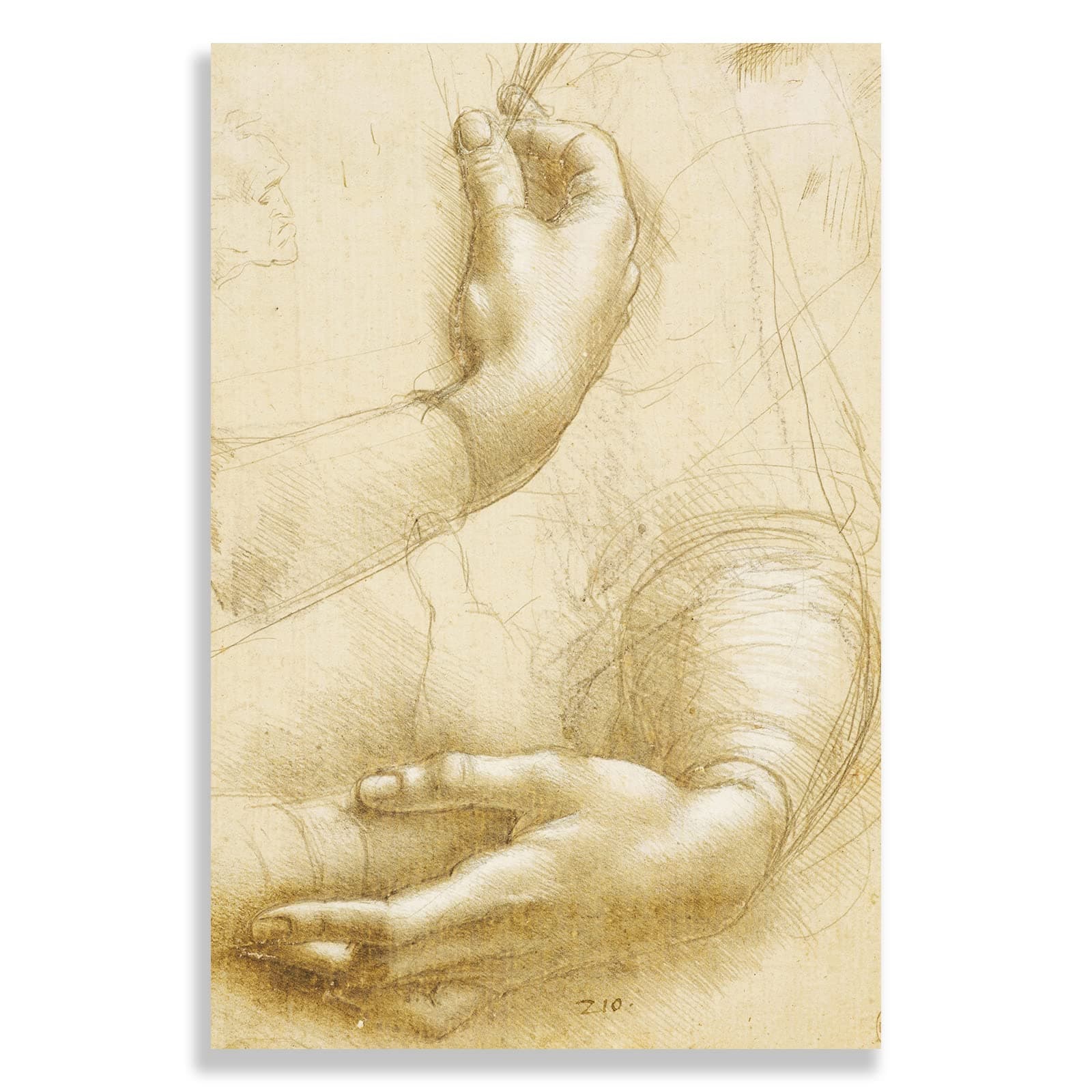123 Life Leonardo Da Vinci Canvas Wall Art - Study of Hands Poster - Sketch Art Prints for Home Office Bedroom Living Room Unframed 8x12inches/20x30cm