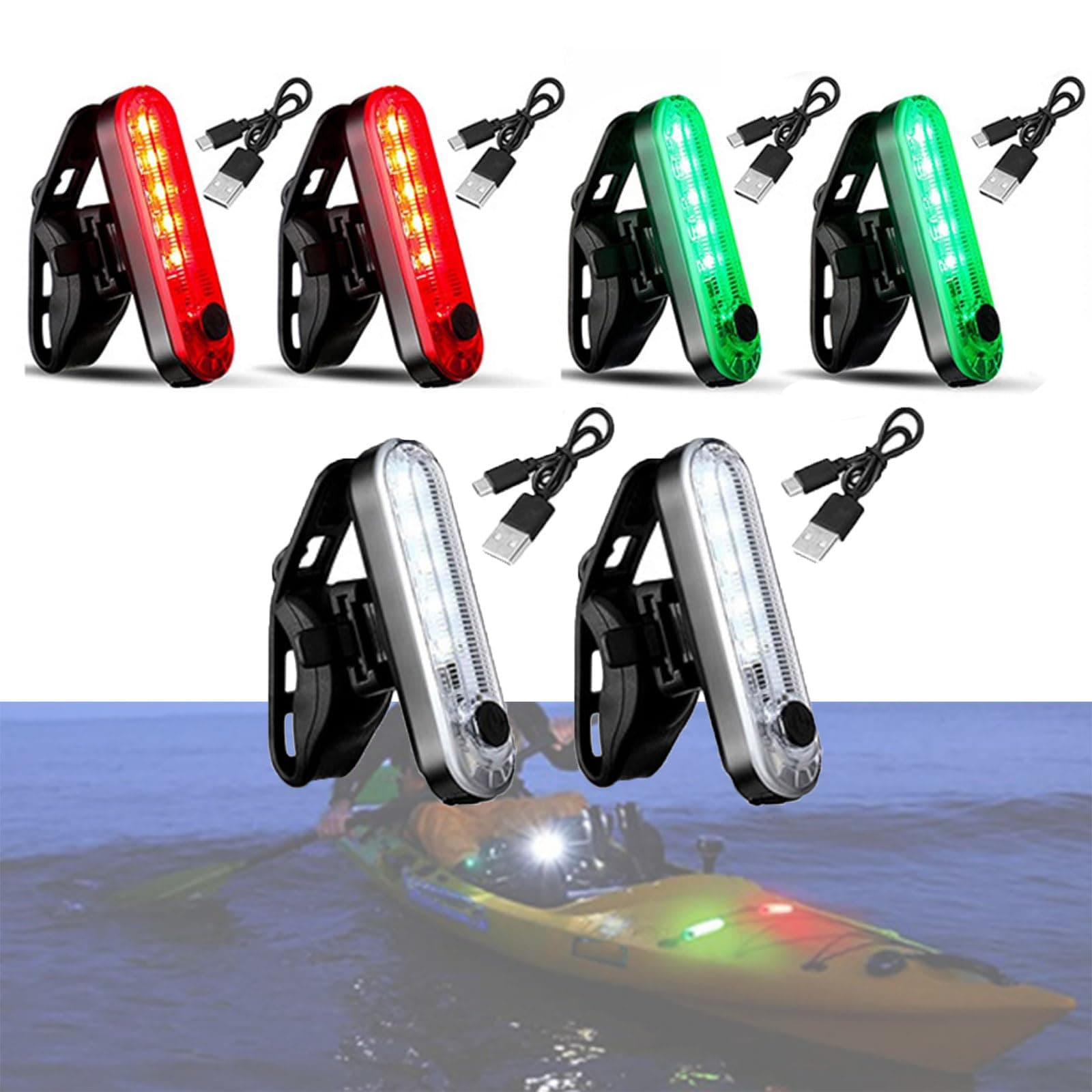 6Pcs Kayak Navigation Lights for Jackson Kayak Nirvana 8.5, Boat Stern Lights for Night Kayaking, Paddle Board Lights, Marine Safety Lights Surface Mount