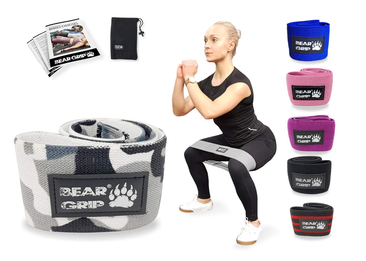 Bear Grip Hip Band Circle - Glute Activation Band Heavy Elasticated Cotton in Two Sizes Ideal for Warm ups …
