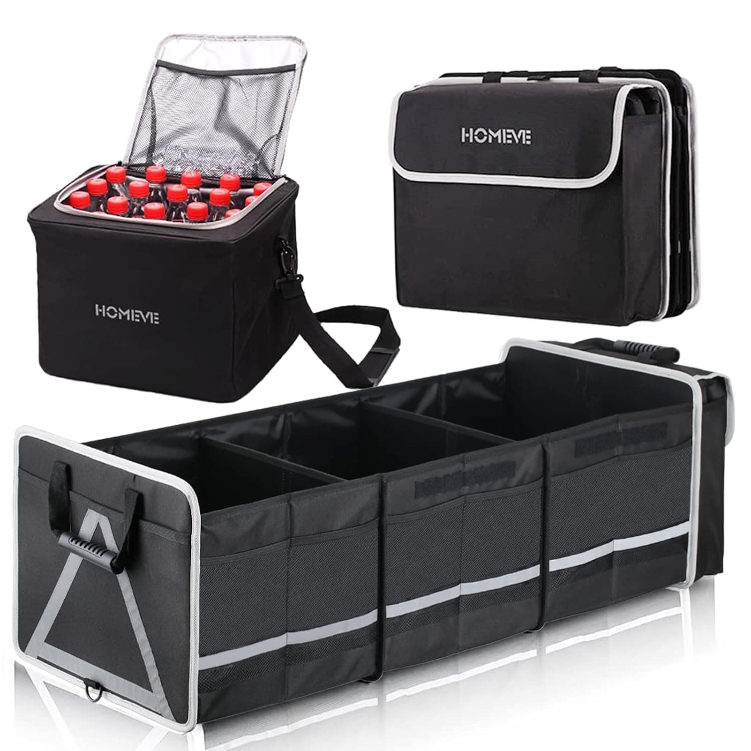 3 Compartment Trunk Organizer With Cooler Bag