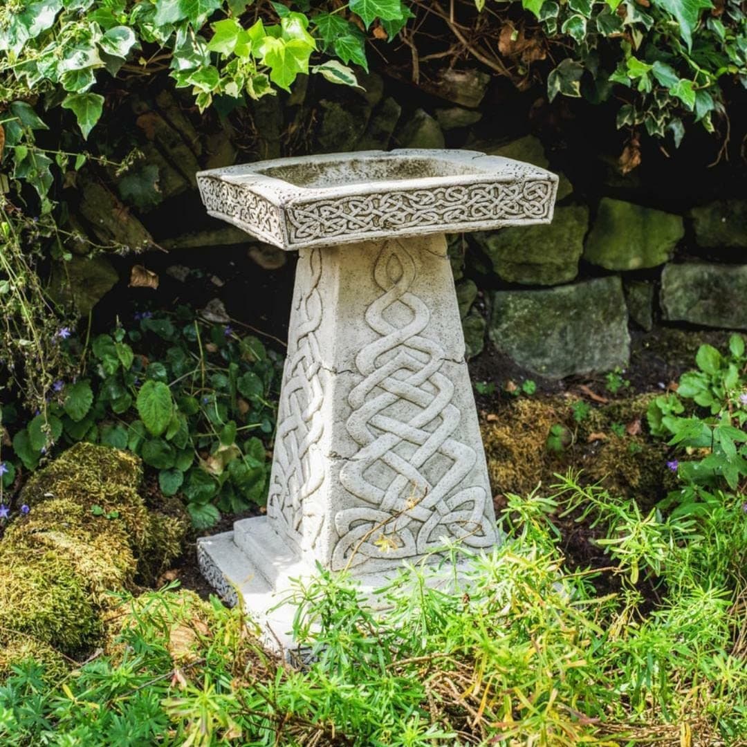 Exclusive Stone Garden Bird Bath with Stunning Celtic Pattern By DGS BB7 60KGS