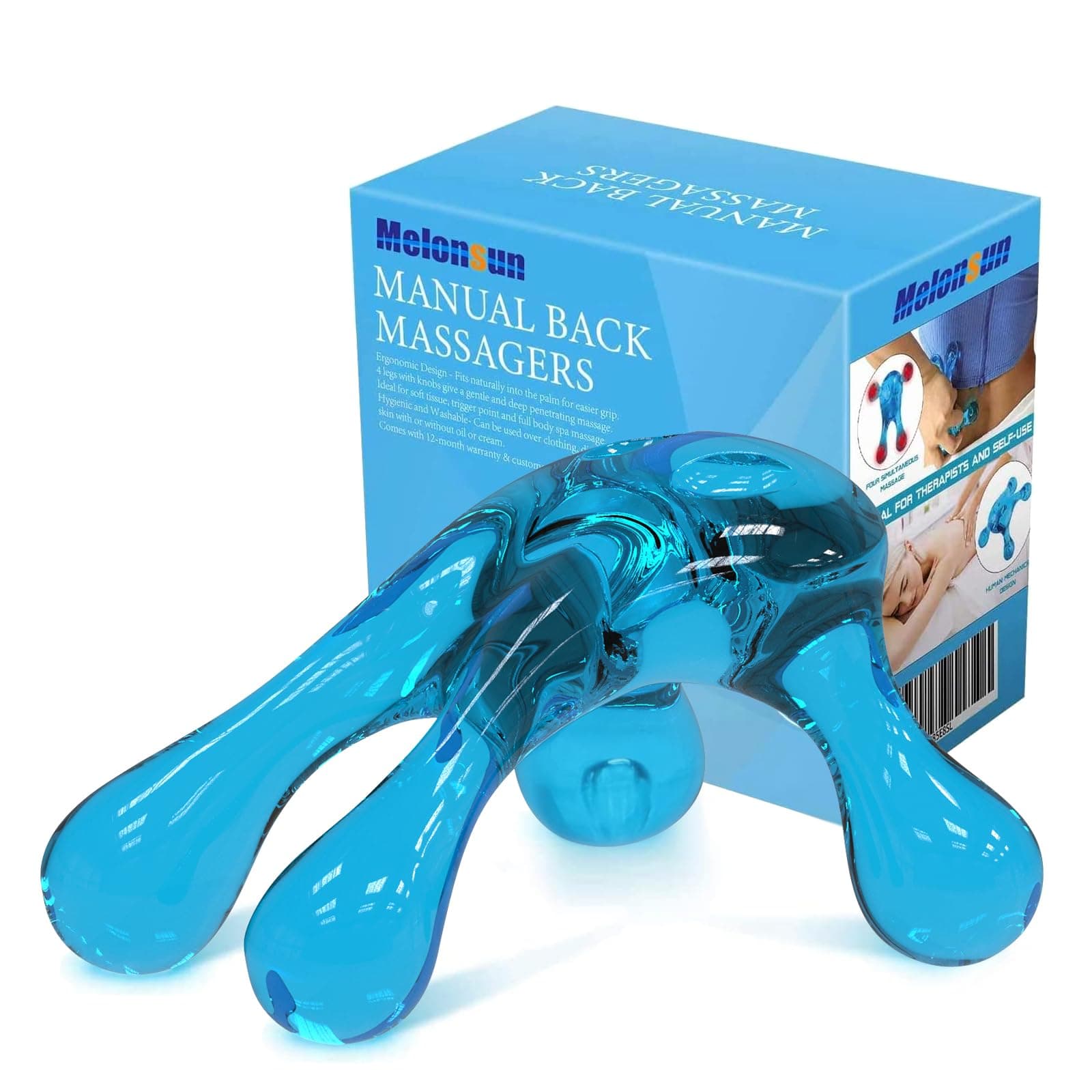 Melonsun Palm Massage Tool - Easier Grip Four-Point Massage Tool, Handheld Trigger Point Deep Tissue Massage Tool for Neck & Back, Full-Body Massage Knob Tool for Pain Relief