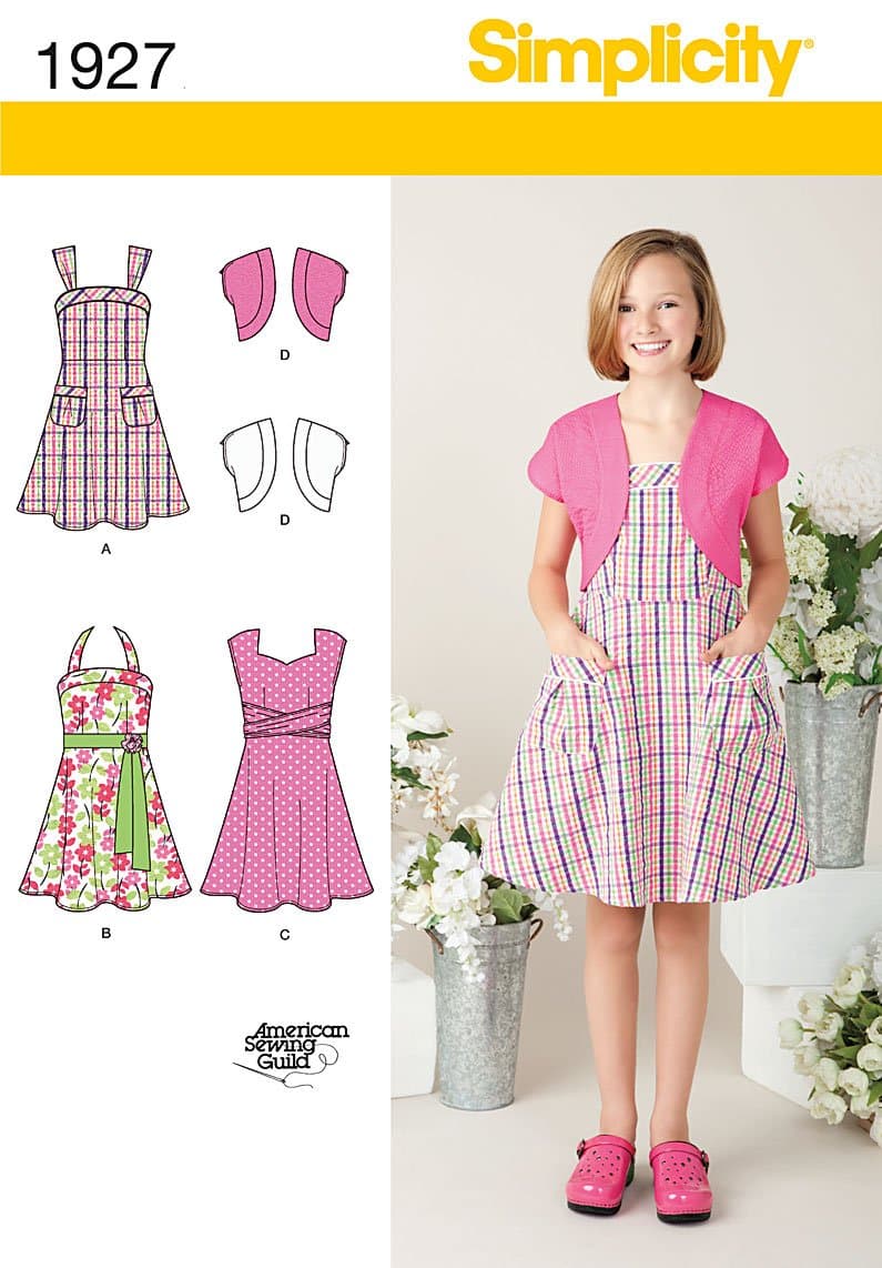 Simplicity Sewing Pattern 1927 Girl's Dresses, Size A (7-8-10-12-14-16)