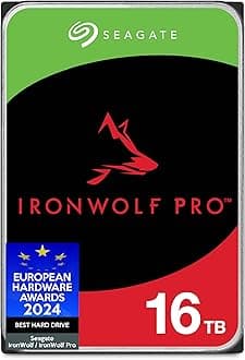 IronWolf, Pro 16TB, Enterprise Internal NAS HDD – CMR 3.5 Inch, SATA 6GB/s, 7,200 RPM, 256 MB Cache for RAID NAS - Frustration Free Packaging (ST16000NTZ01)
