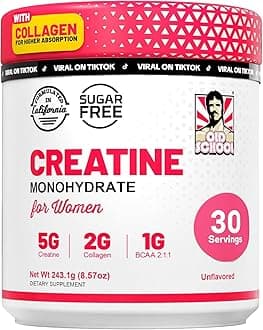 Creatine for Women – Post-Workout Supplement with 5000mg Creatine Monohydrate Powder, 2000mg Collagen & BCAA 2:1:1 for Strength Support & Recovery – Unflavored - 8.57 Ounce (Pack of 1)