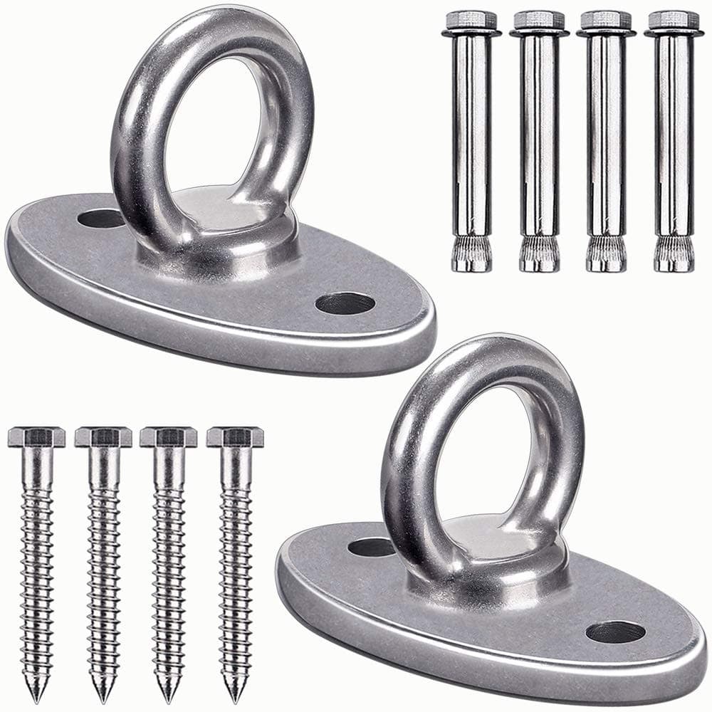 SELEWARE Set of 2 1000 lb Capacity Wall Ceiling Mount Bracket for Suspension Strap Trainer, Suspension Kit for Yoga Swing, Hanging Hardware for Battle Ropes, Woss Suspension, Olympic Rings, Gym