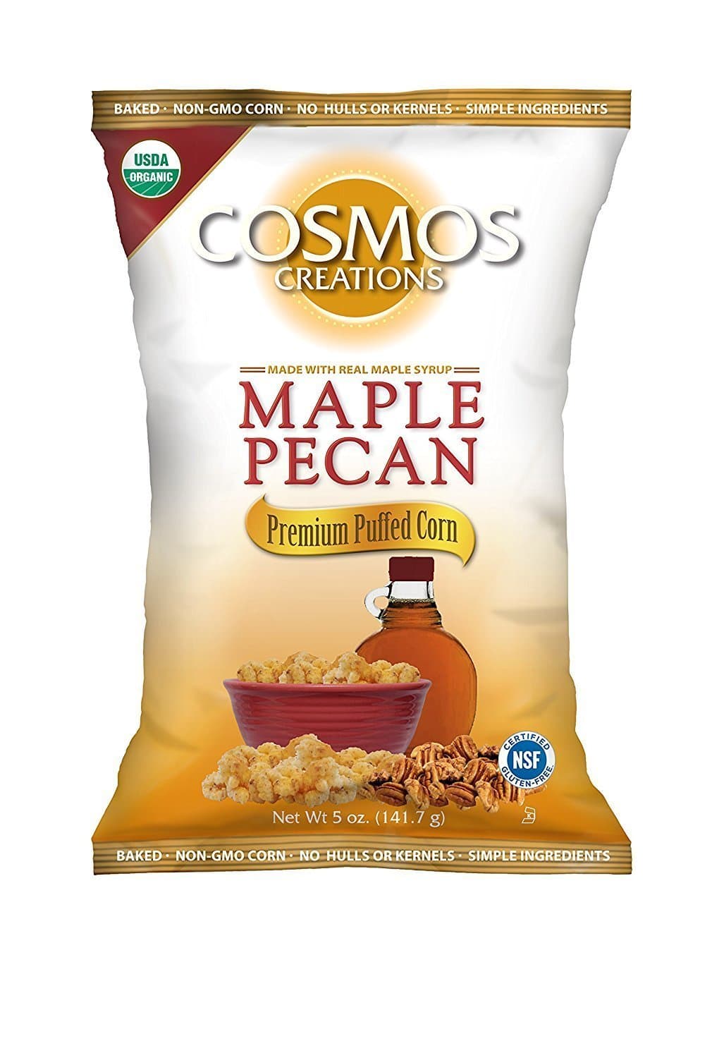 Cosmos Creations Maple Pecan Premium Puffed Corn, 5 Ounce (Pack of 12)