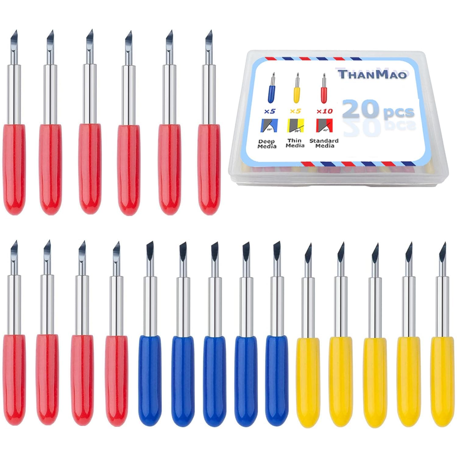 20 Pcs Replacement Blades for Cricut Explore Air 2 Vinyl Cutting Machines – 30,45 ,60 Degree Cutting Blades for Cricut