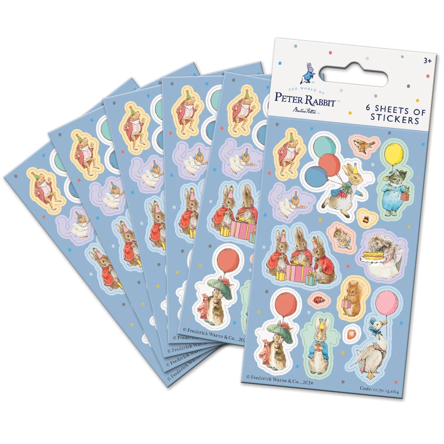 Peter Rabbit Party Bag Sticker Pack (6 Sheets)| Official Licensed Product | Perfect as Party Bag or Stocking Fillers, Blue, 16 x 7.5 cm