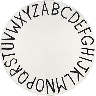 Topotdor Round Kids Play Rug Alphabet Nursery Area Rug Extra Large Soft Crawling Play Mat for Children Toddlers Bedroom (47 inch, White)OEKO-TEX STANDARD 100