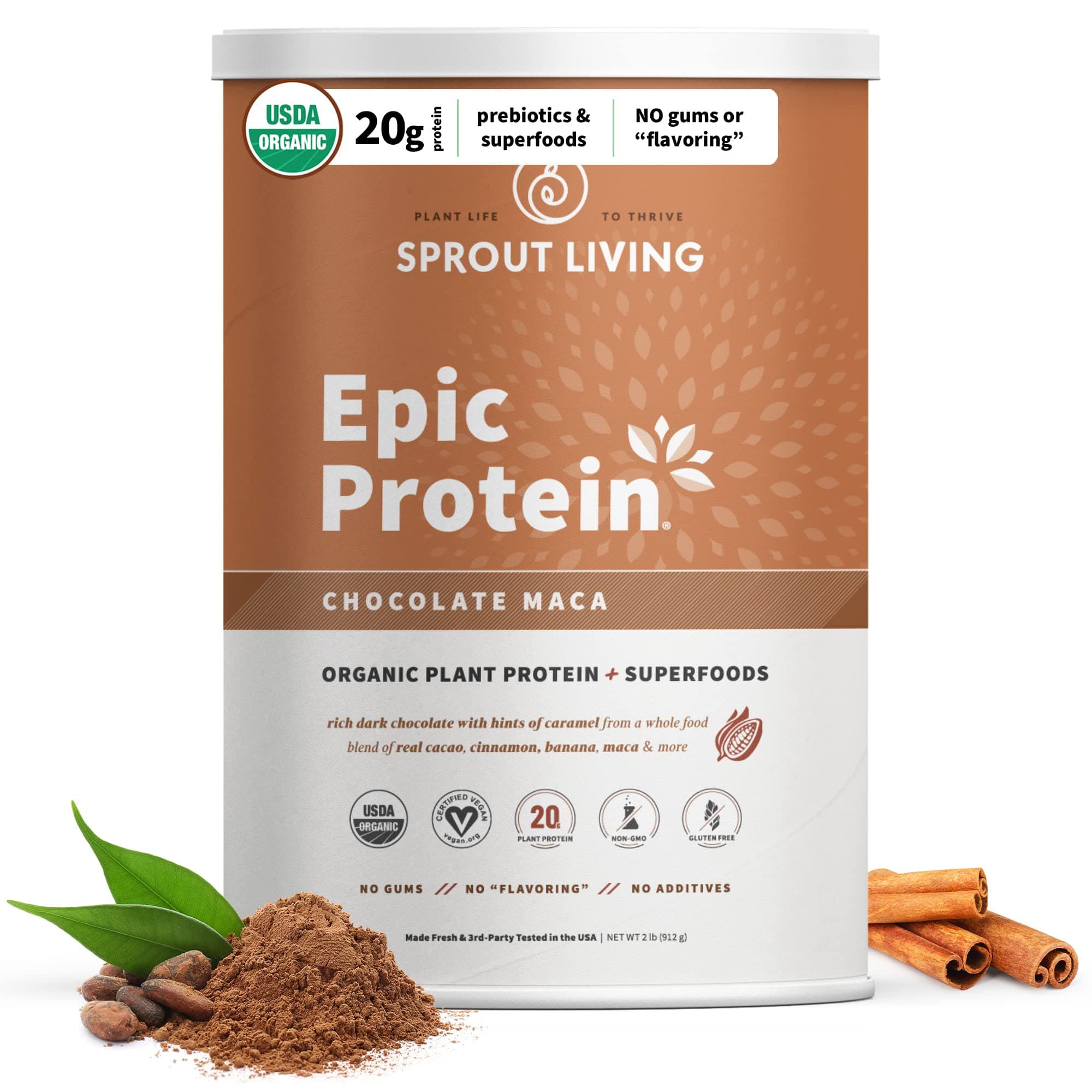 Sprout Living Epic Protein Chocolate Maca, 2 lb