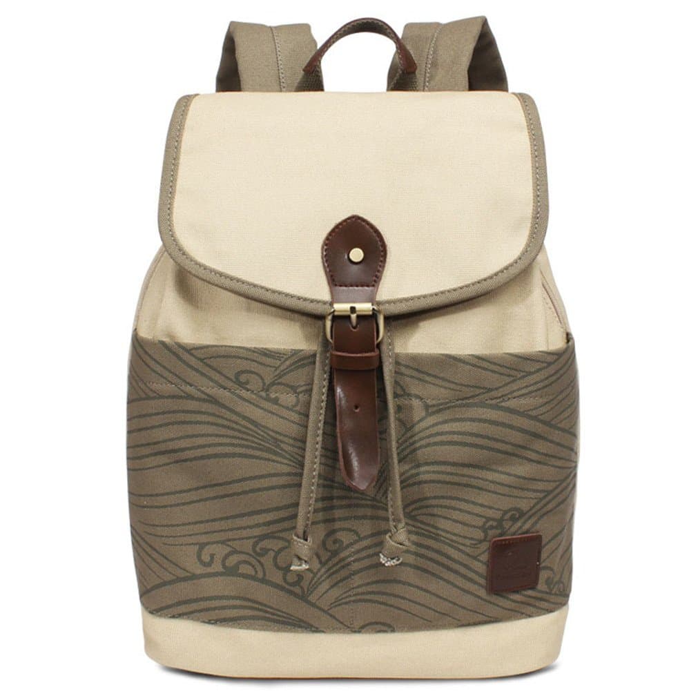 JustsoLe Cute Gril's Casual Laptop Daypack Drawstring Canvas Backpack Rucksack