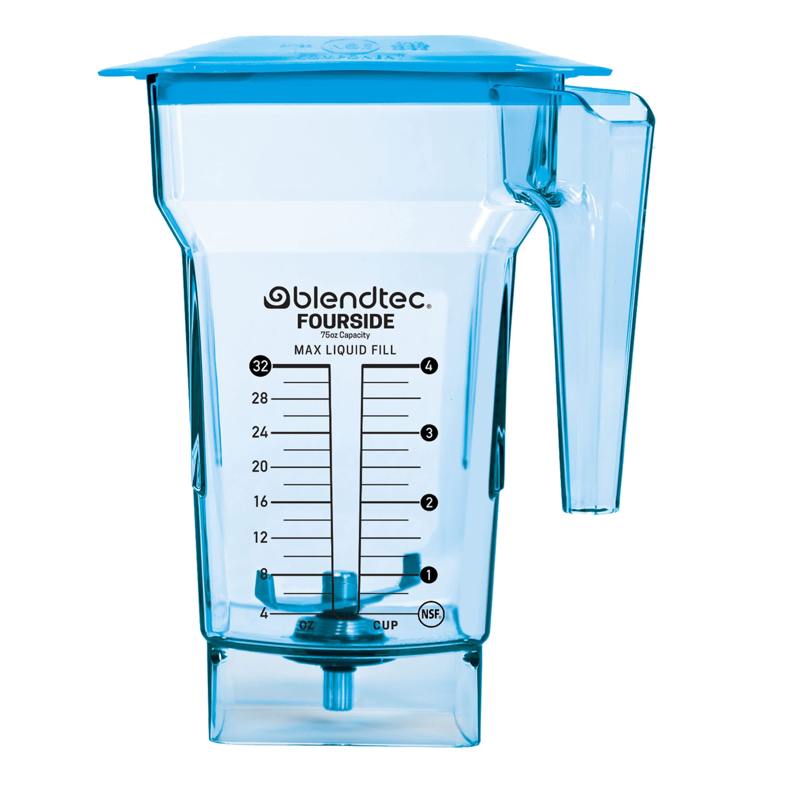 75 oz FourSide Commercial Jar - Four-Sided Replacement Blender Jar - Compatible with Most Blendtec Blenders - 32 oz Blending Capacity - Blue