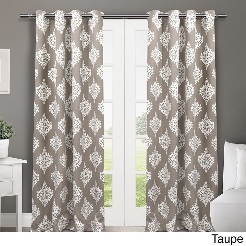 UNKN 2pc 96 Taupe Brown White Medallion Curtains Panel Pair Set, Luxury Themed Traditional Lattice Design, Light Brown Color Moroccan Drapes Damask Pattern Trellis Window Treatments, Polyester
