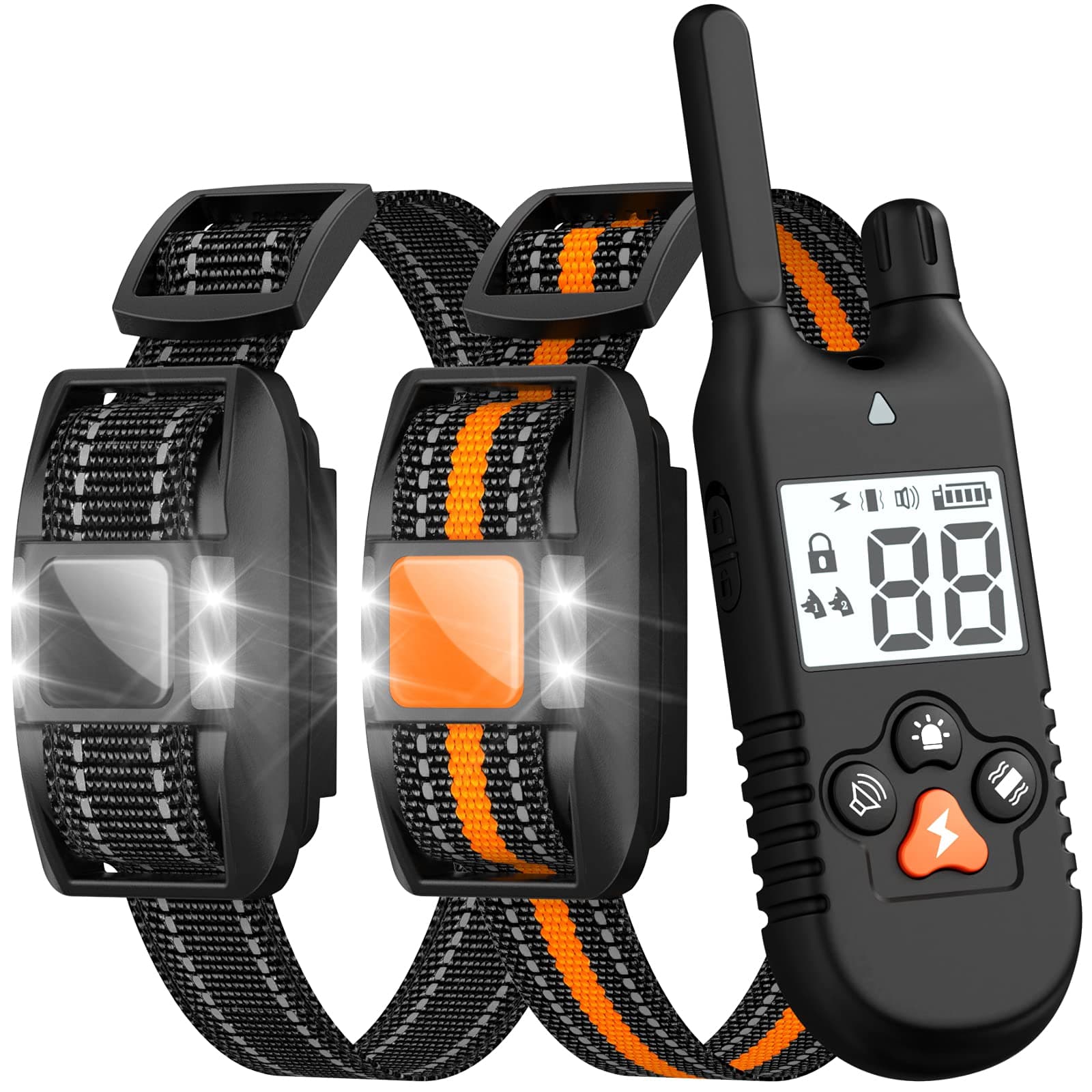 FunniPets Dog Training Collar, 3000ft Range Dog Shock Collar with Remote, Waterproof Shock Collar for 2 Dogs with 4 Training Modes Vibration Beep Light Static Shock