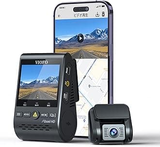 VIOFO Dash Camera, Front and Rear Camera, 5 Megapixel Camera, 2.5K Evolution, Durable, Small Dash Camera, Wireless LAN, Japanese App, GPS, HDR/WDR Technology, 140° Super Wide Angle, Super Night