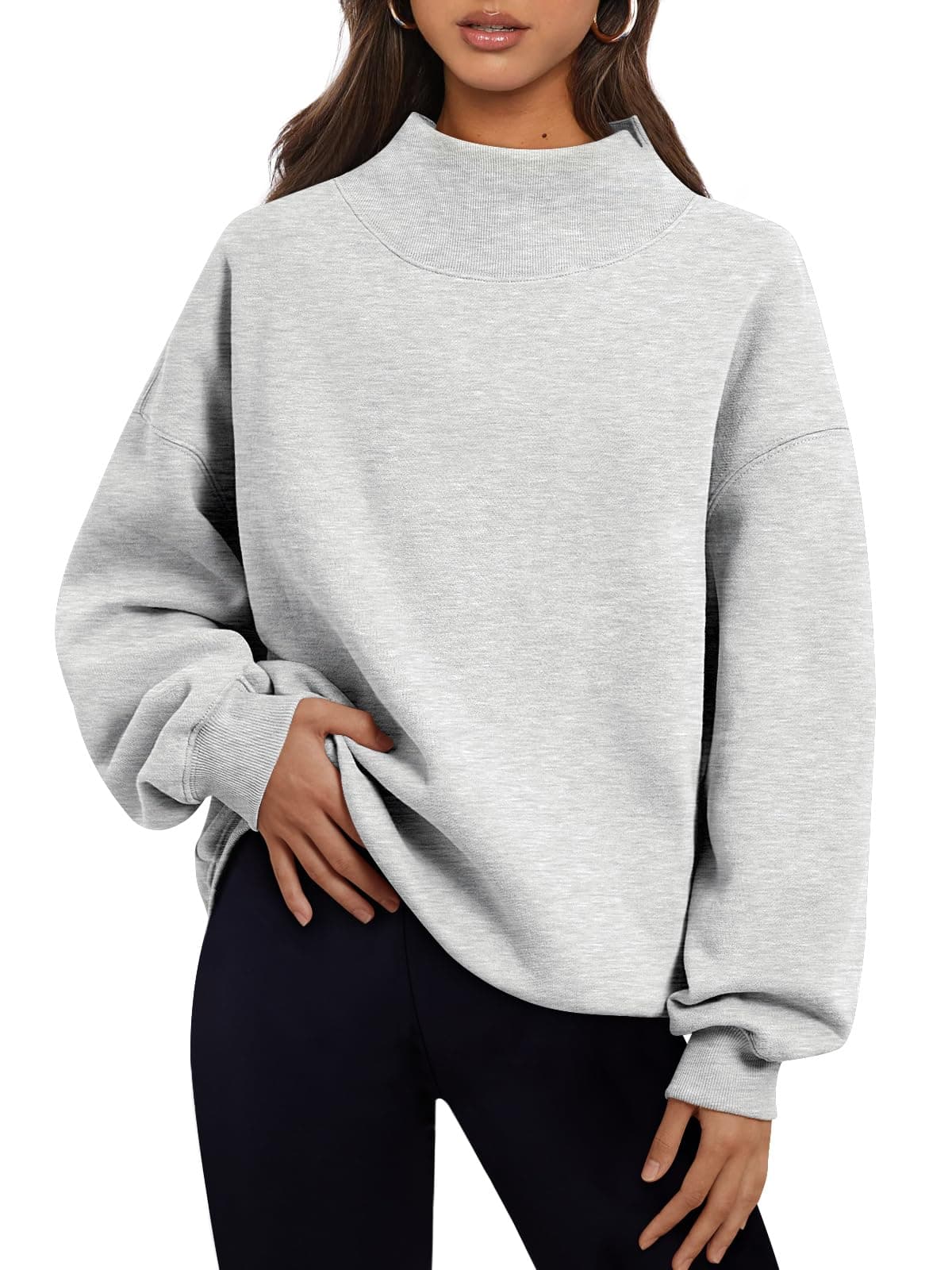 Womens Oversized Sweatshirts Mock Neck Pullover Long Sleeve Tops Fall Fashion Outfits 2026 Clothes
