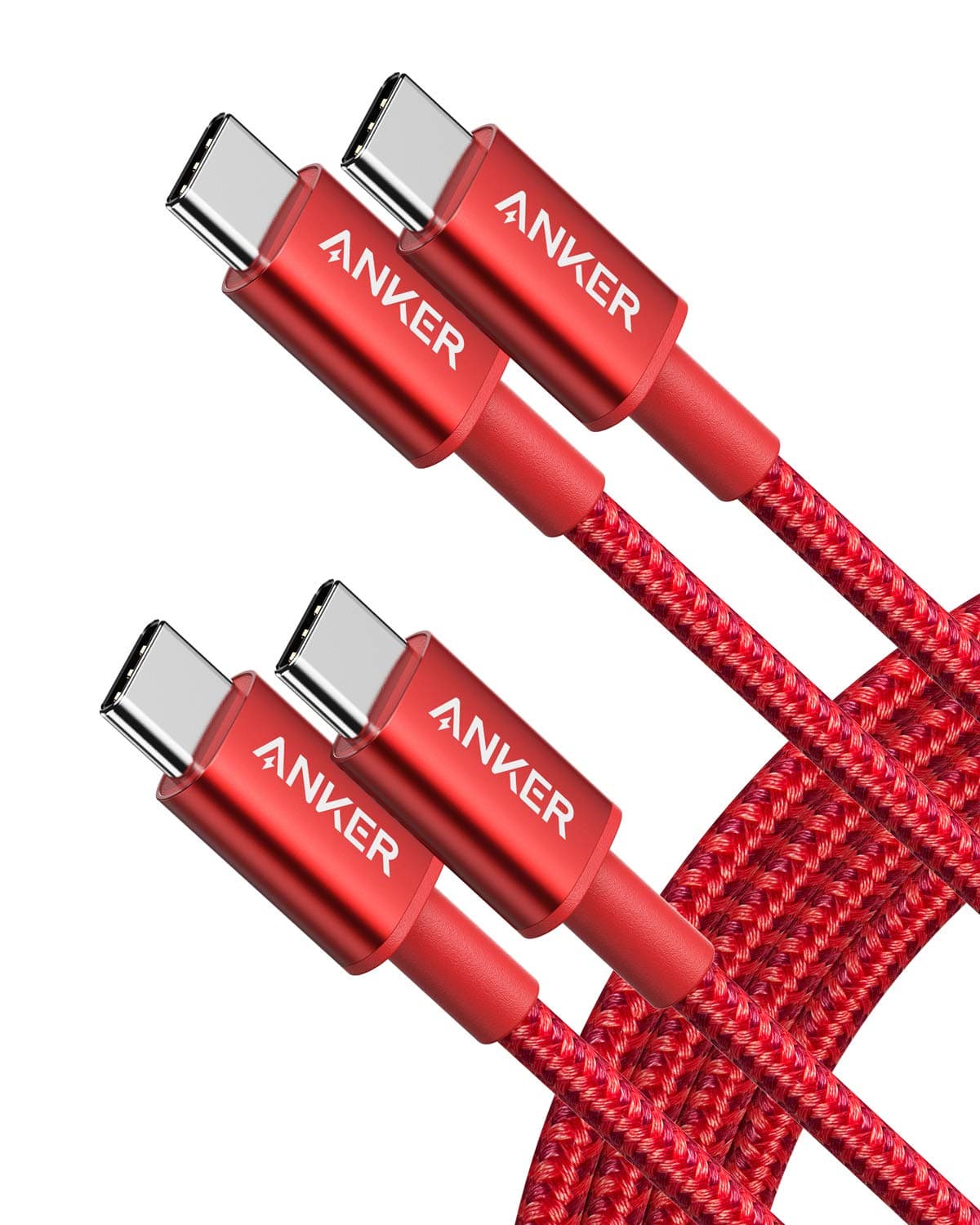 USB C to USB C Charger Cable, New Nylon USB-C to C Cable (6 ft, 2-Pack), 60W (3A) for iPhone 16/15 Series, iPad mini 6/Pro 2021, MacBook Pro 2020, Galaxy S23, Switchh(Red)