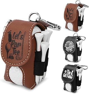 Golf Ball Bag Pouch withTee Holder Leather Golf Pouch with Belt Clip, Gifts for Golfers