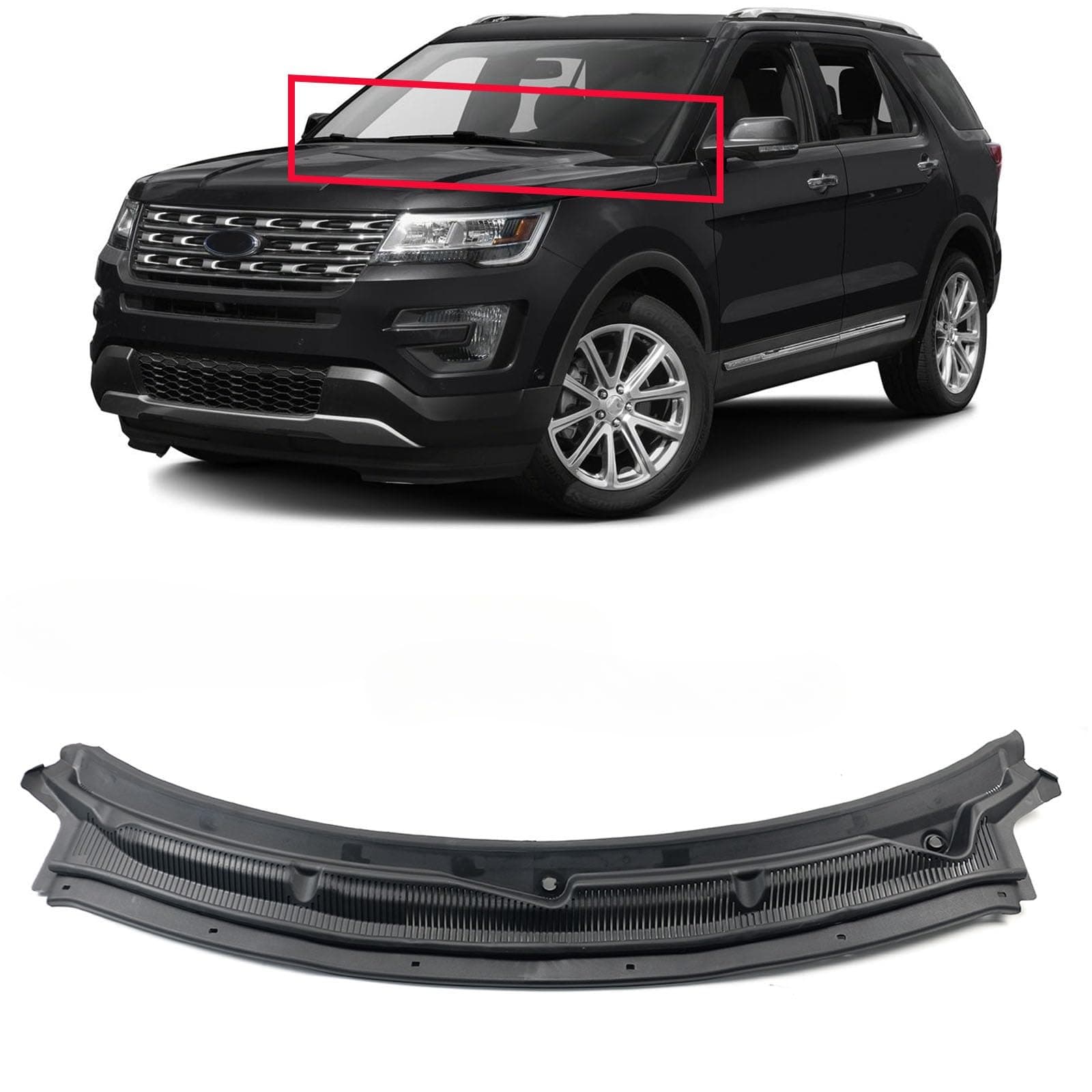 Windshield Cowl Grille Top Panel Compatible with Ford Explorer Base 3.5 3.7 2.0L 2011-2019 Replace BB5Z-78022A68-AA BB5Z78022A68AA (For Ford Explorer 2011-2019)