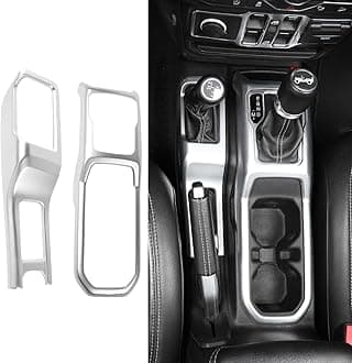 RT-TCZ Center Console Gear Shift Panel Trim Cover 4WD Four Wheel Drive Cup Holder Panel Trim Cover Decoration Interior Accessories for Jeep Wrangler JL JLU & Gladiator JT 2018-2024,Silver