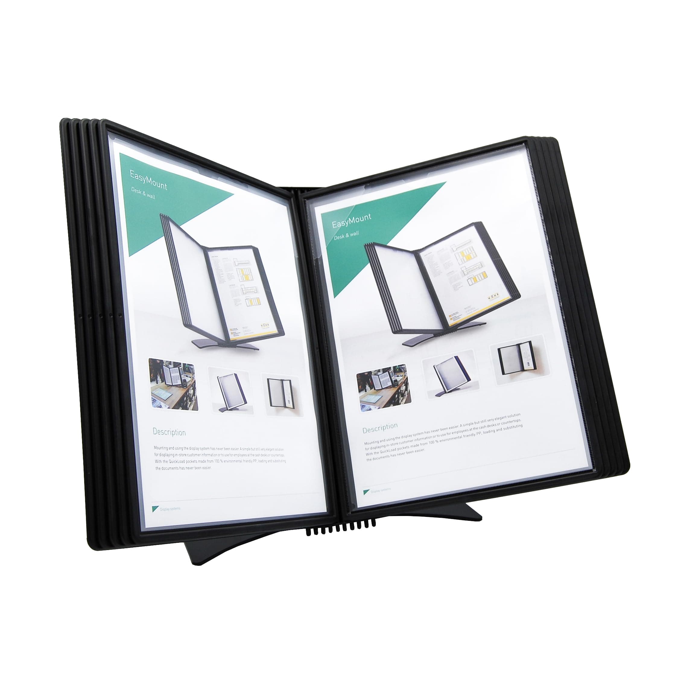Tarifold DJOIS Desktop Reference & Display System - Durable Metal Base & Polypropylene - Letter-Size - 10 Double-Sided Pockets - 20 Sheet Capacity - Easy-Load - Made in France - Black