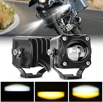 Motorcycle Driving Lights 1.7 inch White Amber Spot Beam Fog Light LED Pods IP67 Waterproof Auxiliary Offroad Lighting for Motorbike Dirt Bike e-Bike Scooter Snowmobile ATV UTV SUV Truck