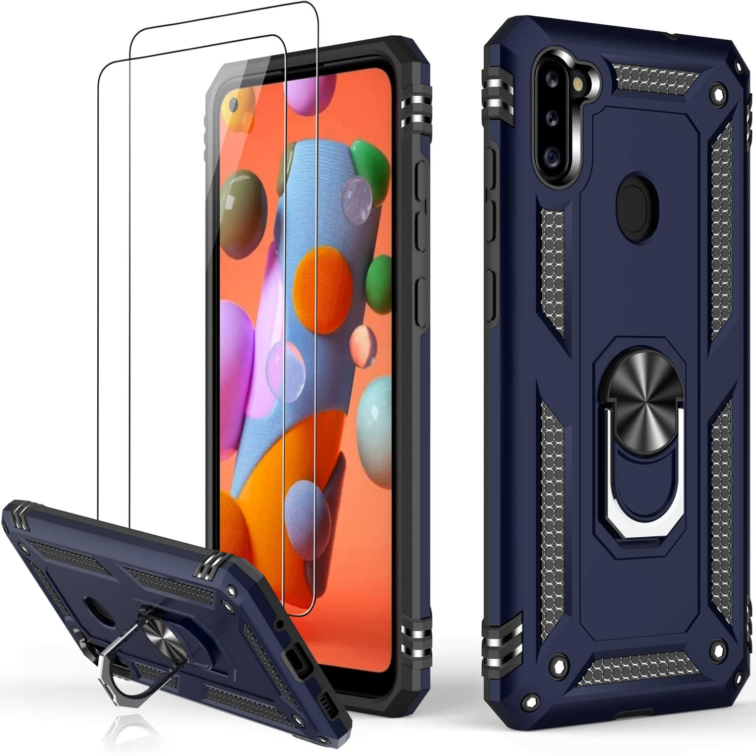 LUMARKE Galaxy A11 Case,Pass 16ft. Drop Tested Military Grade Cover with Magnetic Ring Kickstand Compatible with Car Mount Holder,Protective Phone Case for Samsung Galaxy A11 Blue