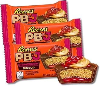 Classic Full Size Candy & Candy Bars - Gift Packs of 3 By Lyza's Sweets & Treats (Big Cup PB&J Strawberry)