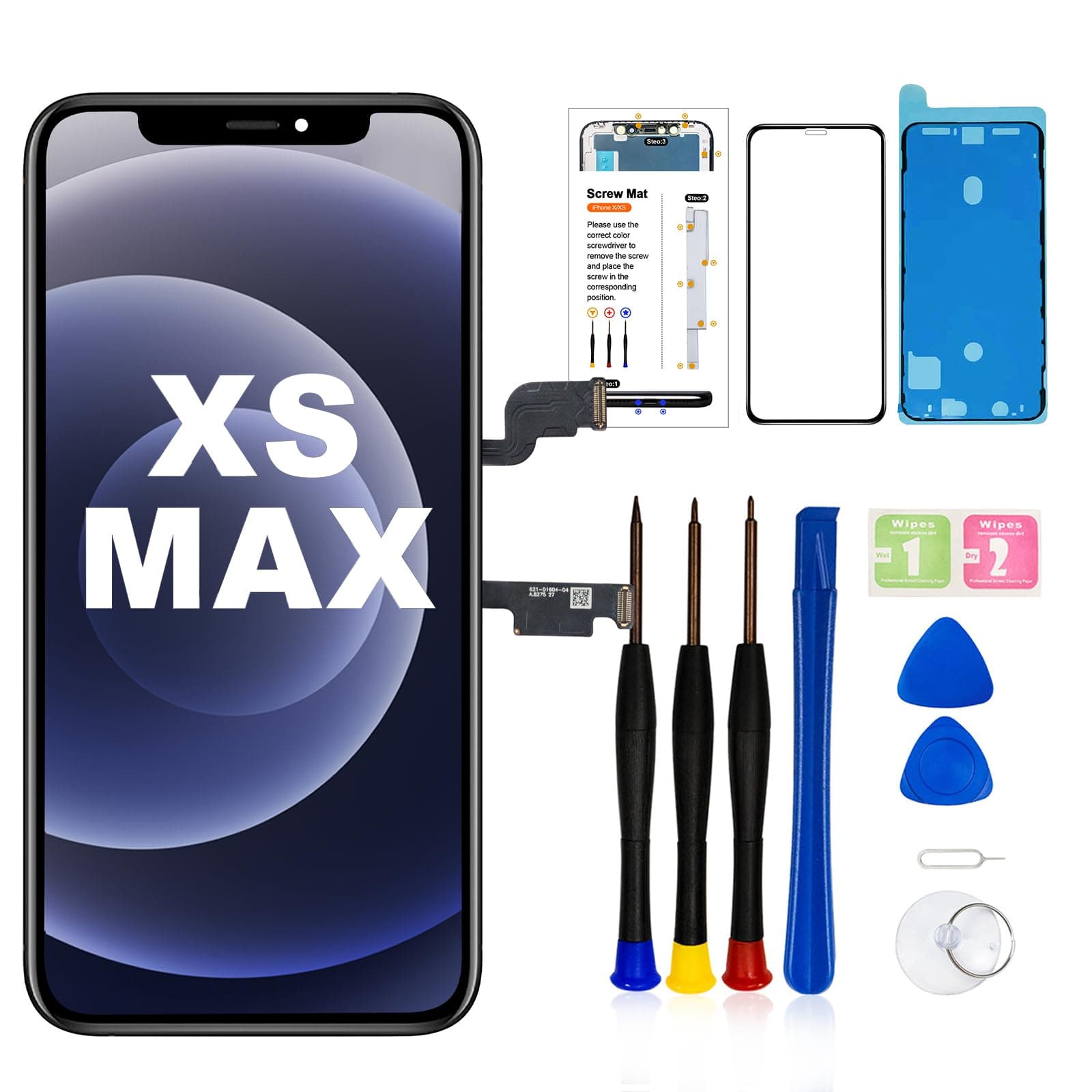for iPhone Xs Max Screen Replacement, LCD Display 3D Touch Digitizer Assembly with Repair Tools,Compatible with iPhone Xs Max Screen Replacement 6.5 inch (A1921, A2101, A2102, A2103, A2104)