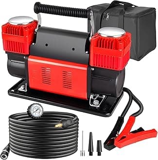 Toby's 2 Cylinder Air Compressor Pump Heavy Duty - DC 12V Tire Inflator 150 PSI for Cars 4x4 Off-Roaders SUVs RVs Trailers Pickups etc.