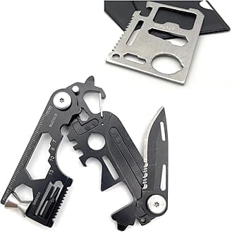 2 Multi-tools for Men, Credit Card Tool Wallet Multitool and Small Folding Multi-Purpose Tool/Knife, with Bottle Opener, Screwdriver Wrench for Bike, Keychain Clip/hole, for Kitchen, Camping, Hiking