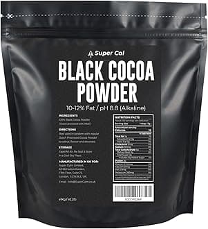 Black Cocoa Powder for Baking - 1kg Pouch | Intense Deep Black Dutch Processed Unsweetened Cocoa Powder | pH 8.8 (Zero Bitterness) with 10-12% Fat | Super Cal