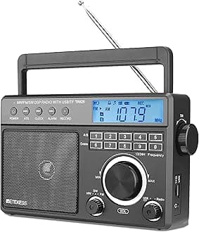 TR629 Portable Shortwave Radios, Digital Radio AM FM Plug in with DSP, Support Backlight LCD Display, Digital Tuning and Preset, USB, Micro SD, Clock, Recorder