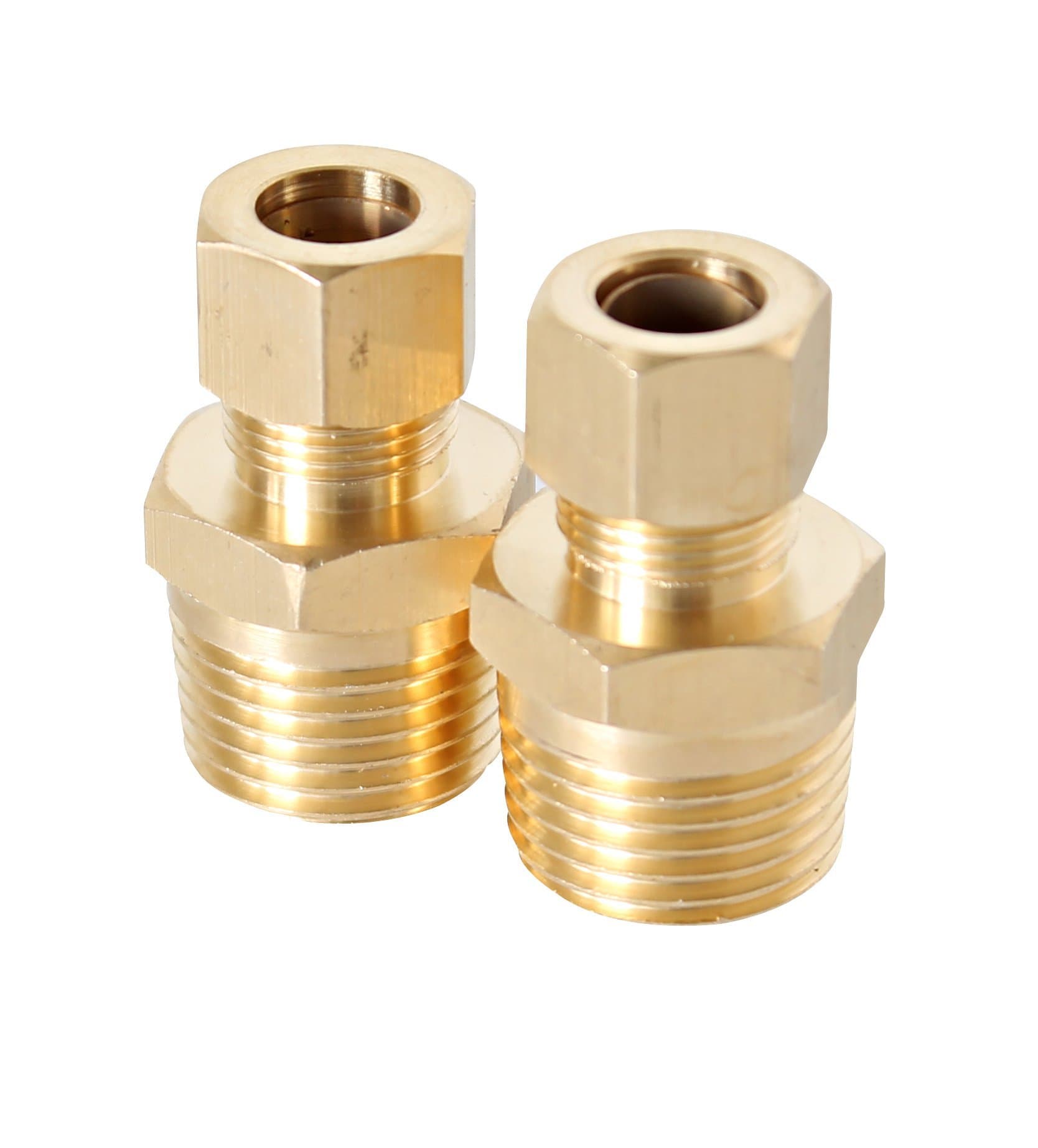 Lead Free Brass Reducing Coupling 3/8" COMP x 1/2" MIP Male Leak Proof Easy Connect Union (2 Pack)