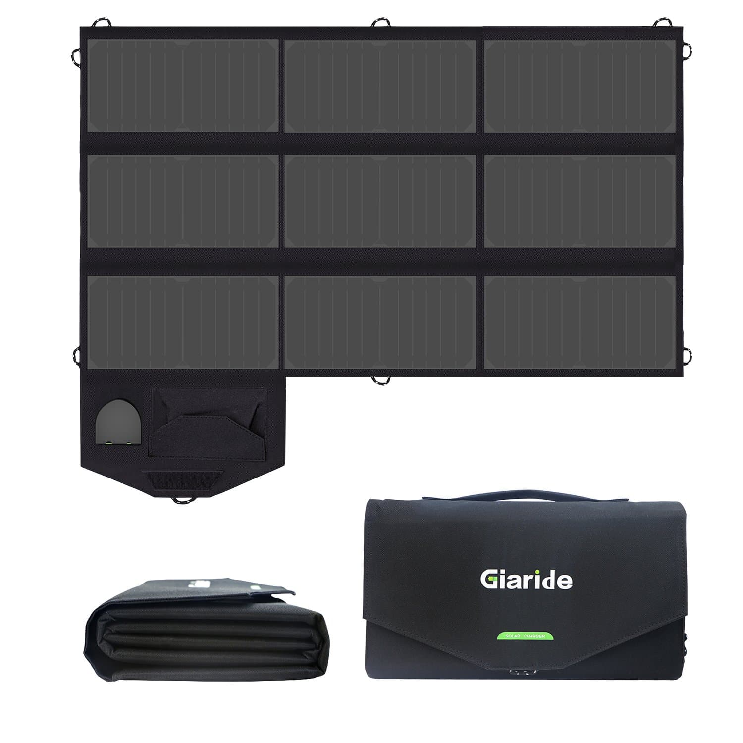GIARIDE 60W 18V Foldable Sunpower Solar Panel Charger 5V USB/18V DC Output, Portable Power Pack for Laptop, Notebook, Tablet, iPad, iPhone, Samsung, Car/Boat/RV Battery, Hiking, Climbing, Camping
