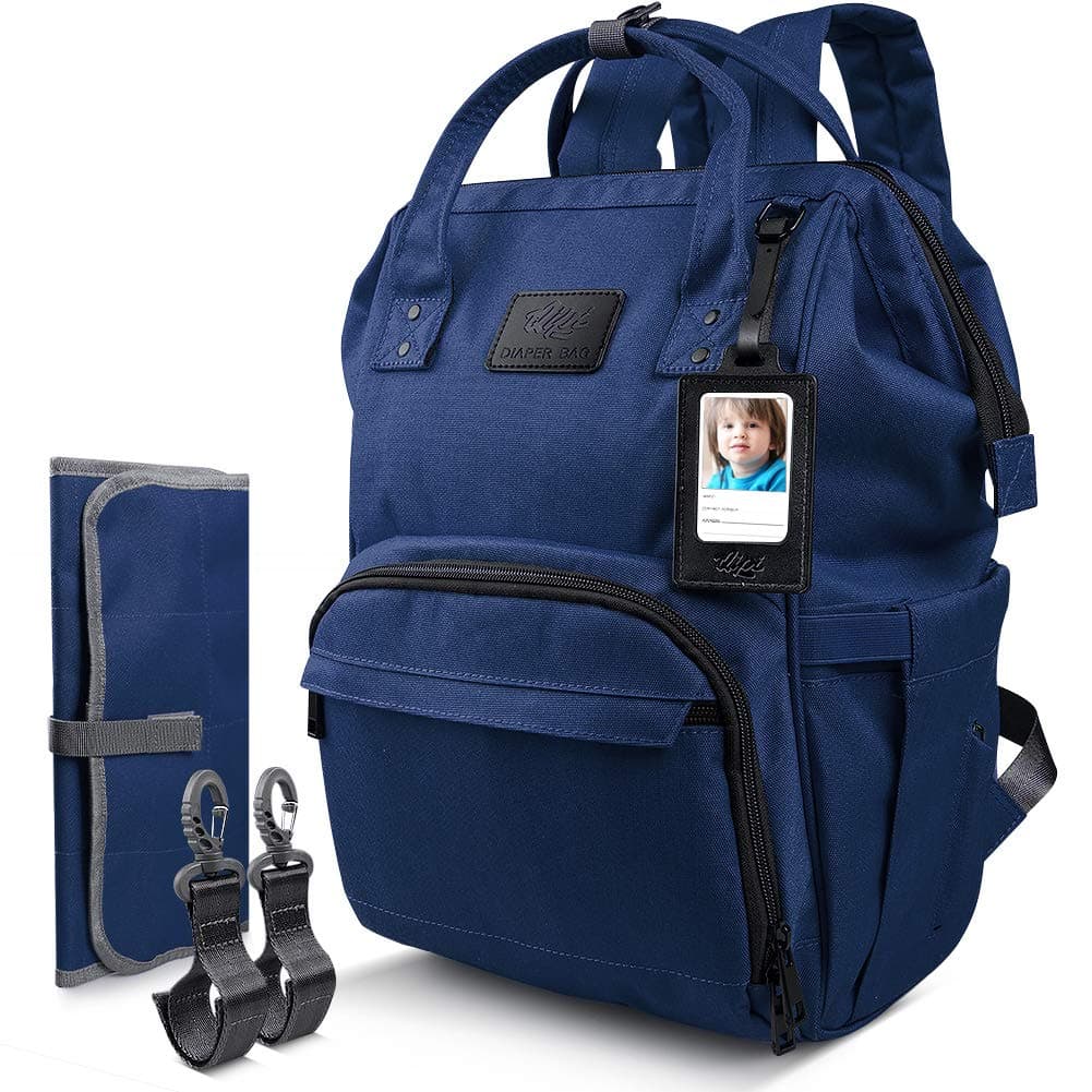 Diaper Bag - Spacious & Smart Multi-Function Nappy Bag w/ Changing Pad - Deep Blue