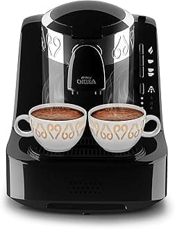 ARZUM OKKA Electric Turkish Coffee Maker | Fully Automatic, Anti-Spill System & Self-Cleaning Function | Perfect Foam, Black/Chrome (OK002C) 1 Year Manufacturig warranty