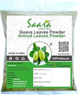 Saara HERBAL FRESH Guava Leaves Powder, 150g, Amrood Patti, Churna Koiya ilai, Psidium Guajava, Guava leaf Powder,(pack of 1 x 100g, pack of 1 x 50g)