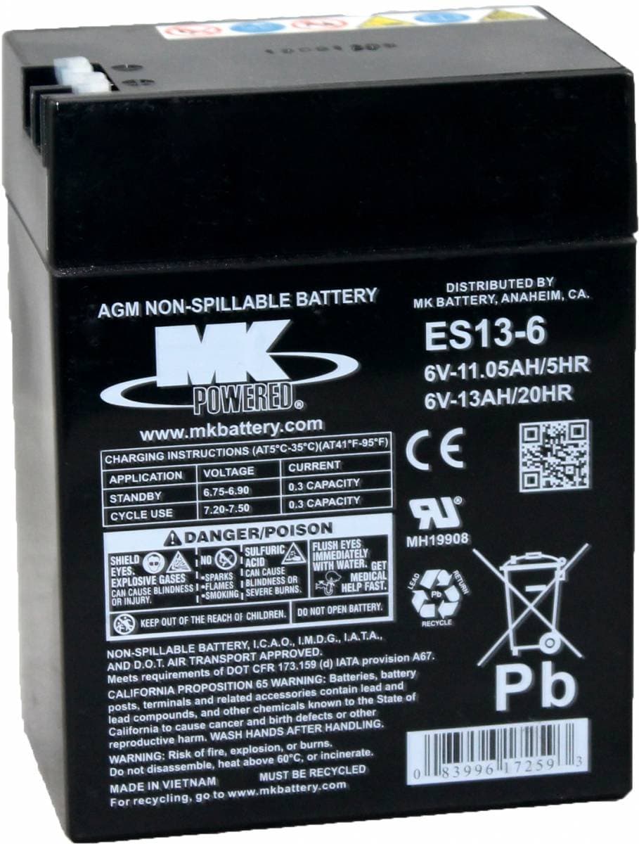 ES13-6 Westco Motorcycle Battery 6V 13 Ah