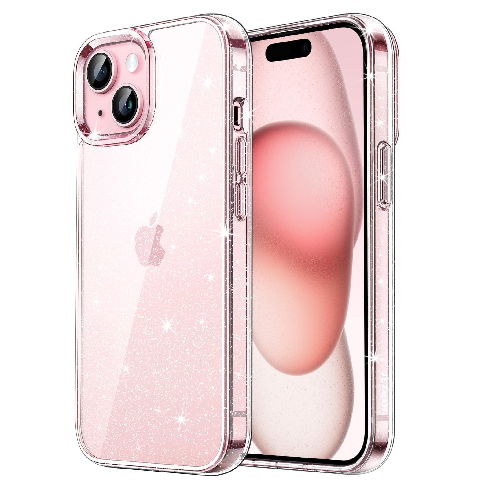 JETech Glitter Cover Case for iPhone 15 6.1-Inch, Bling Sparkle Shockproof Phone Bumper Cover, Cute Sparkly for Women and Girls (Clear)