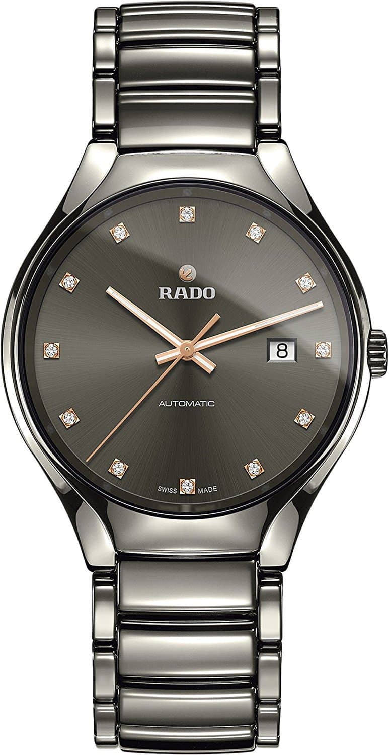 Rado True Round Automatic Diamonds Plasma High-Tech Ceramic, 12 Diamonds, Date Display and Swiss Automatic Movement