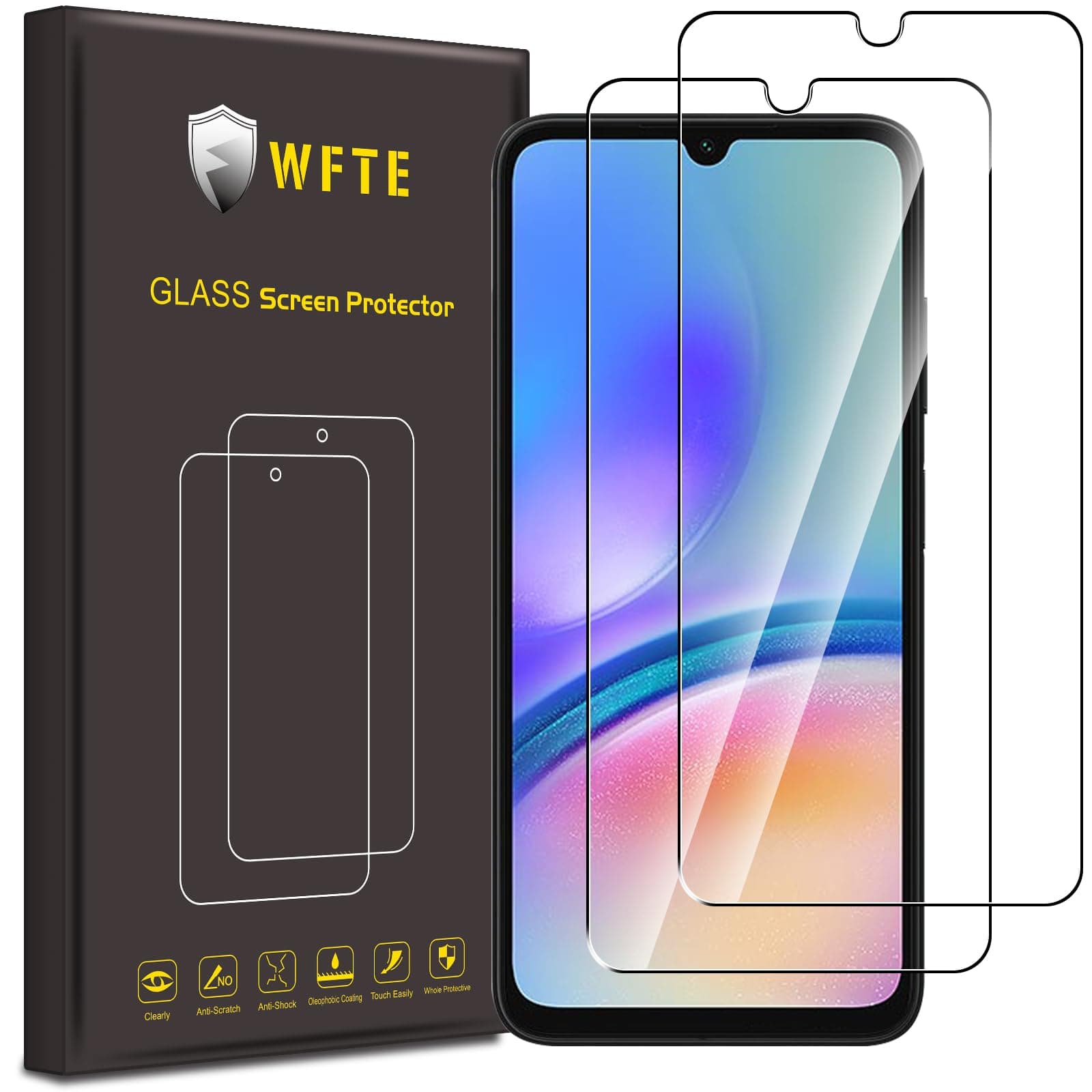 [2-Pack Screen Protector for Samsung Galaxy A05S/A05,Anti-Scratch,High Transparency,Bubble-Free,Dust-Free Premium Screen Protector Tempered Glass For Samsung A05/Samsung A05S