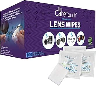 Lens Wipes for Eyeglasses- 100 Count Individually Wrapped Pre- Moistened Wipes, 5 x 6 Inch- Camera Lens, Sunglasses and Glasses Cleaner,- Gentle and Portable for Cleaning of Optical Devices
