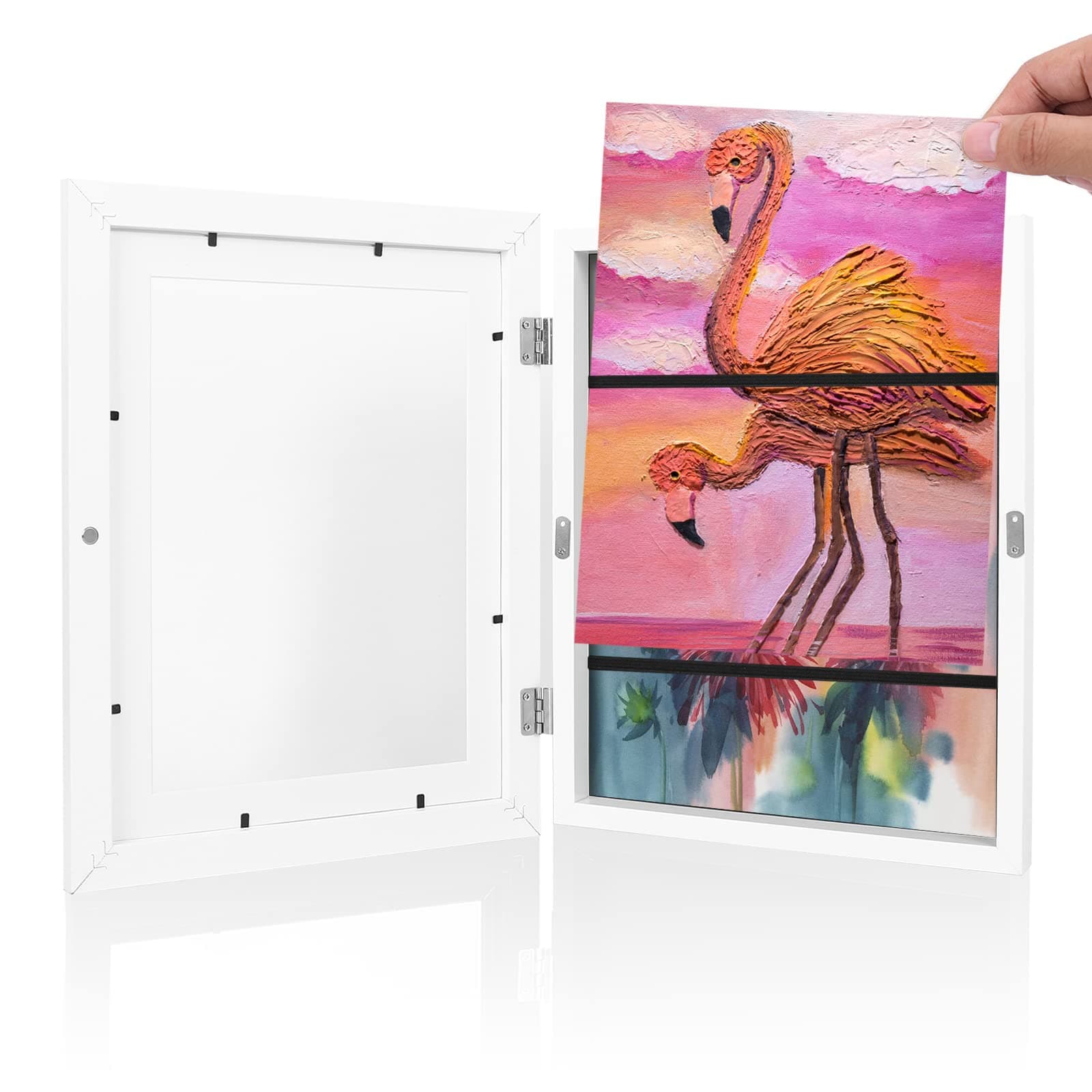 Hold 150 Pcs 8.5x11 Kids Artwork Frames Changeable Placing or Hanging, Front-Opening Kids Art Frame, Childrens Art Project Frames for 3D Picture, Crafts, Hanging Art (white)