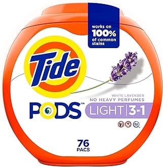 TidePODS Light Laundry Detergent Pacs, 76 Count, White Lavender Scent, Powerful Clean with a Light and Lasting Scent