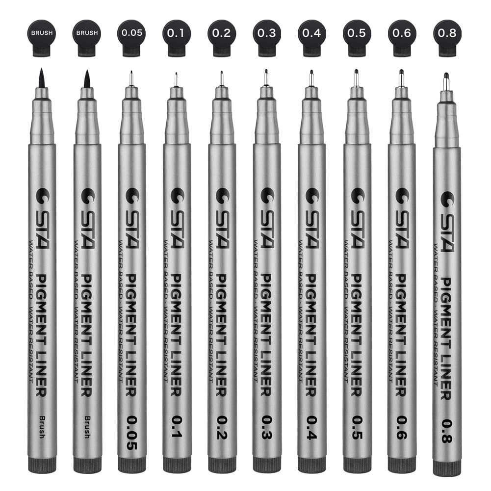 Precision Black Micro Pen - Waterproof Archival ink, For Multiliner - Sketching, Anime, Illustration, Technical Drawing, Office Documents&Scrapbooking, 10Pcs/Set