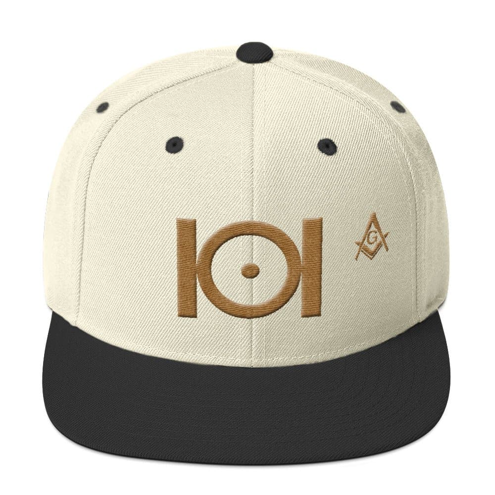 Masonic Snapback Hat 3D Puff Embroidery Old Gold