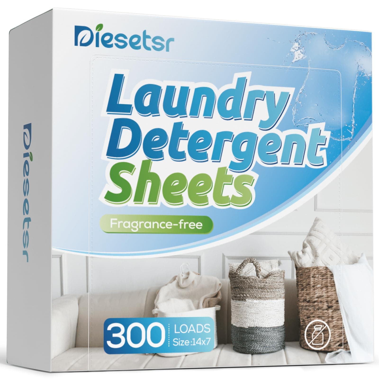 Laundry Detergent Sheets 300 Loads Diesetsr Laundry Sheet ECO-friendly Travel Plastic-Free Washing Detergent Soap Sheets,Fragrance-Free